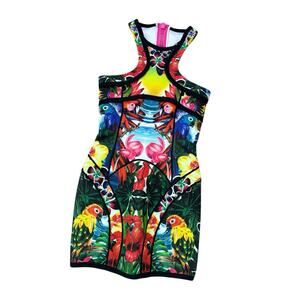DSQUARED Mini 'Tropical Birds' Printed Bodycon Dress Size S Retail $1370